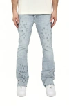 Purple Brand Flare Mono Embossed Jeans In Light Indigo In Blue