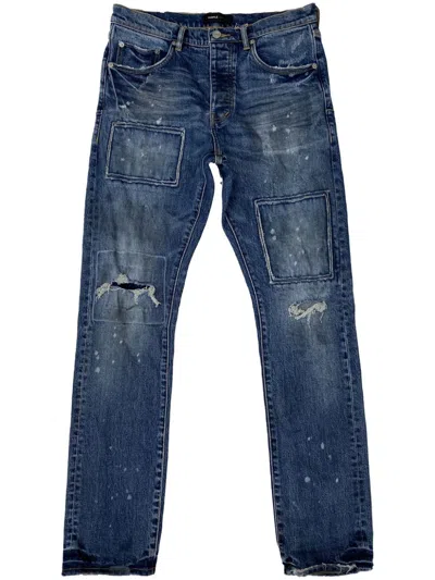 Purple Brand P005 Distressed-finish Straight-leg Jeans In Blue