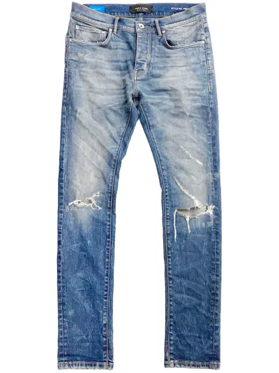 Purple Brand P005 Thrashed Tinted Straight Jeans In Blue