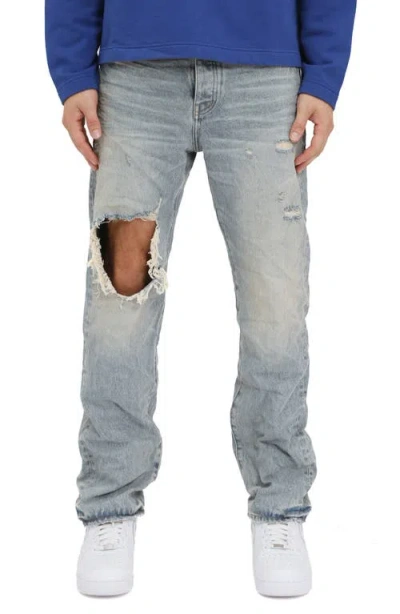 PURPLE BRAND PURPLE BRAND P011 KNEE BLOWOUT DIRTY STRAIGHT LEG JEANS