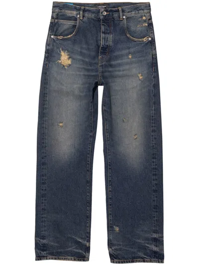 Purple Brand P018 Ripped Wide-leg Jeans In Blue