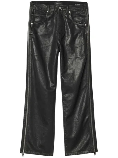Purple Brand P018 Side-zip Coated Wide-leg Jeans In 黑色