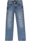 Purple Brand P018 Stone Wash Destroy "blue" Jeans In Blue