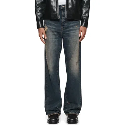 Purple Brand P018 Wide Leg Jeans In Muted Blue Indigo