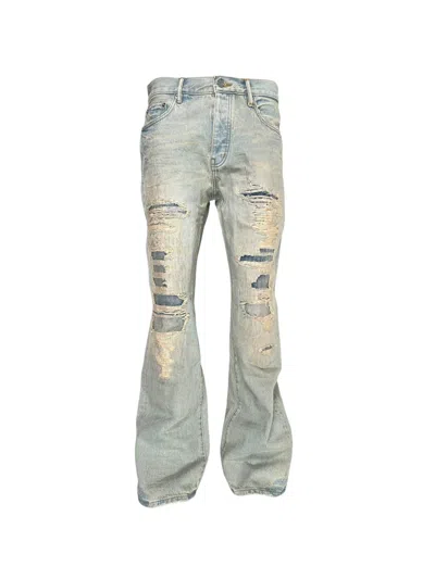 Purple Brand P026 Destroyed Repair Bootcut Jeans In Blue