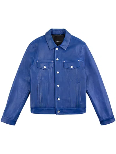 Purple Brand P028 Leather Jacket In Blue