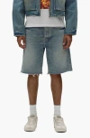 Purple Brand P059 Cast Iron Cutoff Denim Shorts In Light Indigo