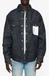 Purple Brand Logo-appliqué Denim Jacket In Dark Indigo