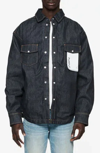 Purple Brand Logo-appliqué Denim Jacket In Dark Indigo