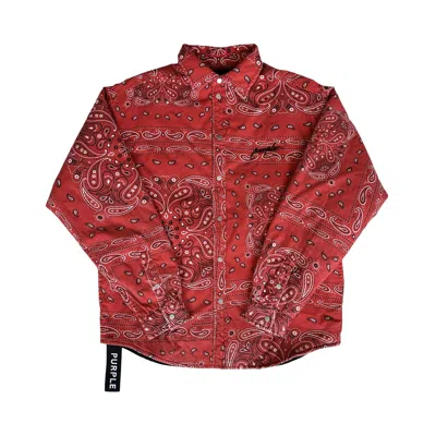 Pre-owned Purple Brand Padded Quilt Lined Bandana Shirt 'red'