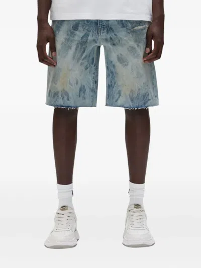 Purple Brand Paint-effect Denim Shorts In Blue