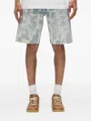 Purple Brand Paint-effect Denim Shorts In Blue