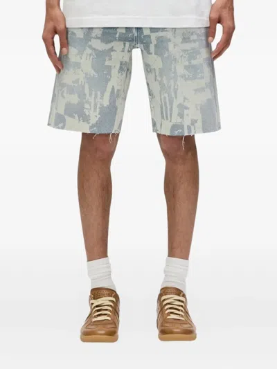Purple Brand Paint-effect Denim Shorts In Blue