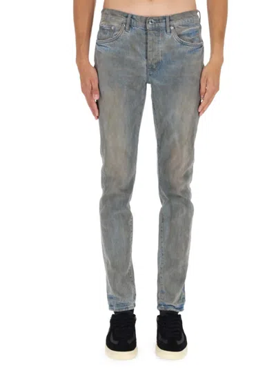 Purple Brand Slim Fit Faded Denim Jeans With Classic Five-pocket Design In Gray
