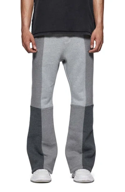 Purple Brand Patchwork Fleece Flare Leg Pants In Grey Multi