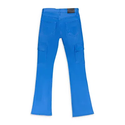 Purple Brand Patent Film Cargo Flare Blue Skinny Jeans
