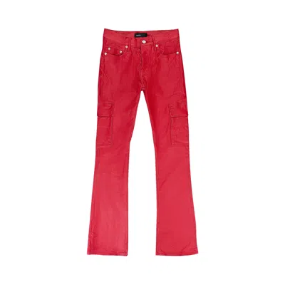 Pre-owned Purple Brand Patent Film Cargo Flare Skinny Jeans 'red' | Men's Size 29