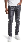 Purple Brand Patent Film Coated Skinny Jeans In Dark Indigo