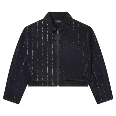 Pre-owned Purple Brand Pinstripe Hotfix Carpenter Sweater 'black' | Men's Size L