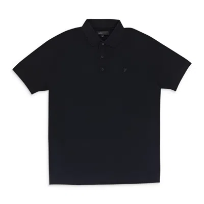 Purple Brand Pique Knit Polo Black Polo Shirts