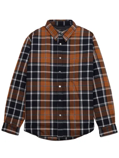 Purple Brand Plaid Cotton Shirt In Brown