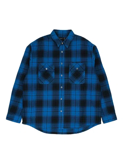 Purple Brand Plaid Flannel Ls Shirt Blue Casual Button-down Shirts