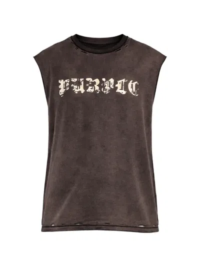 Purple Brand Print Sleeveless T-shirt In Brown