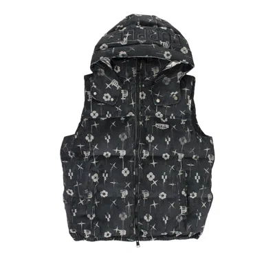 Pre-owned Purple Brand Printed Corduroy Aop Puffer Jacket 'black' | Men's Size Xs