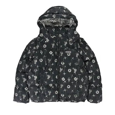 Pre-owned Purple Brand Printed Corduroy Puffer Jacket 'black' | Men's Size S