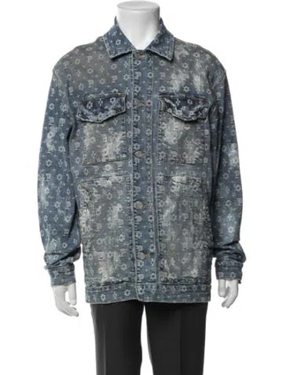 Pre-owned Purple Brand Printed Denim Jacket In Blue