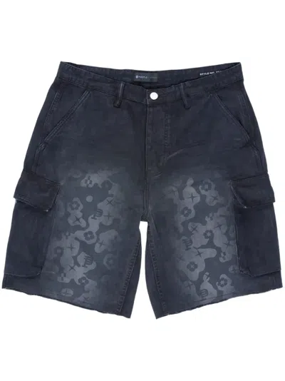 Purple Brand Printed Twill Cargo Shorts In Blue