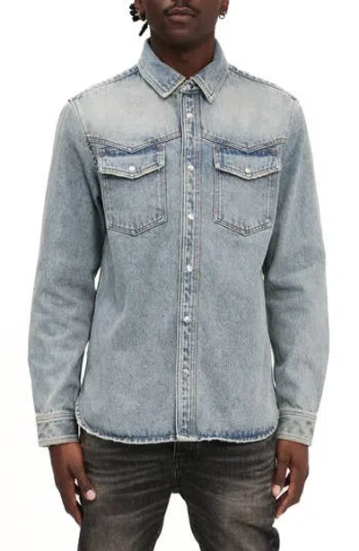 PURPLE BRAND PURPLE BRAND PUMICE DOUBLE POCKET SNAP FRONT SHIRT