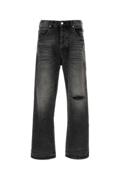 Purple Brand 'concorde Rip Repair' Black Jeans With Ripped Detail On The Front And Logo Patch On The Rear In Deni