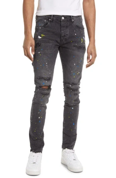 Purple Brand Purple Paint Splatter Ripped Knee Skinny Jeans