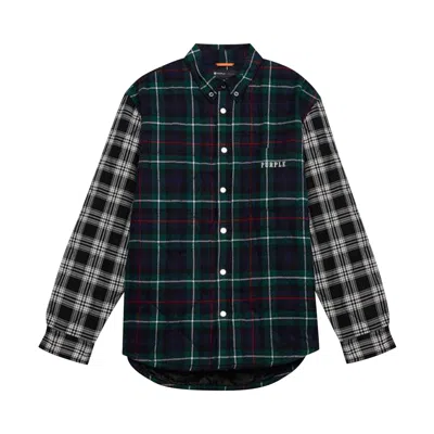 Pre-owned Purple Brand Quilted Plaid Shirt 'green' | Multi-color | Men's Size M