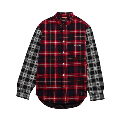 Pre-owned Purple Brand Quilted Plaid Shirt 'red' | Multi-color | Men's Size M