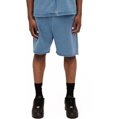 Purple Brand Raw Hem Cotton Jersey Sweat Shorts In Blue