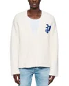 Purple Brand Relaxed Fit Intarsia Logo Cardigan In Off White