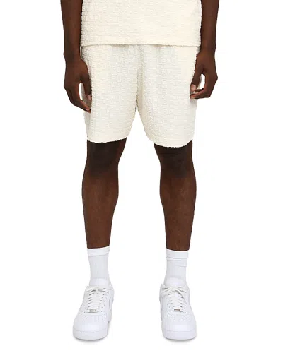 Purple Brand Relaxed Fit Terry Jacquard Shorts In White