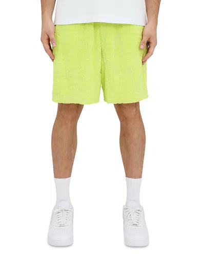Purple Brand Relaxed Fit Terry Jacquard Shorts In Green