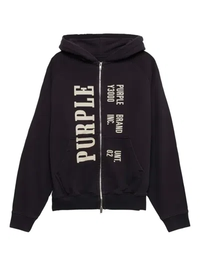 Purple Brand Relic Two-way Zip Hoodie In Black