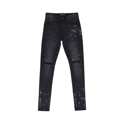 Pre-owned Purple Brand Resin Knee Slit Skinny Jeans 'black' | Men's Size 28