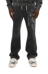 Purple Brand Rhinestone Cotton Fleece Flare Sweatpants In Black