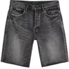 Purple Brand Rhinestone Distressed Raw Hem Denim Shorts In Black