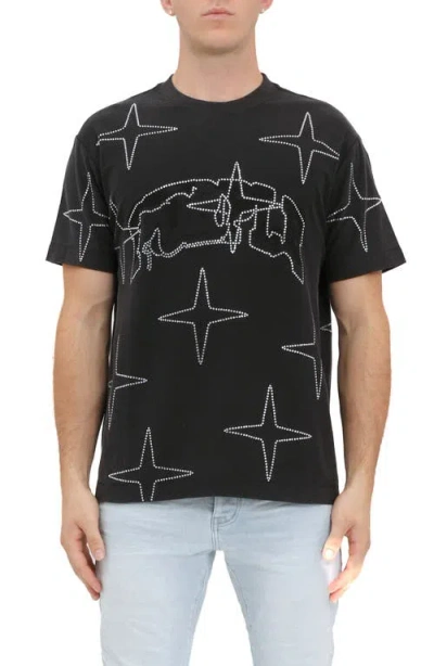 Purple Brand Rhinestone Embellished Cotton Graphic T-shirt
