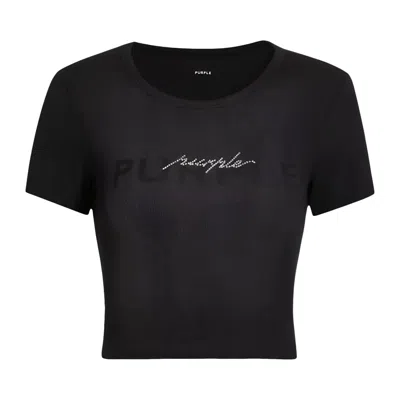 Pre-owned Purple Brand Rib Baby Tee 'black' | Women's Size Xl