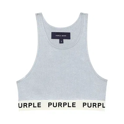 Pre-owned Purple Brand Rib Knit Bralette 'blue' | Women's Size L