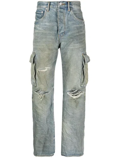Purple Brand Ripped-detail Cargo Jeans In Blue