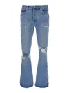 PURPLE BRAND LIGHT BLUE FLARED JEANS WITH RIPS IN COTTON DENIM MAN