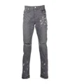 Purple Brand Distressed Paint-splatter Slim Fit Jeans In Gray